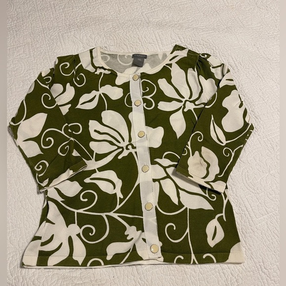Sweaters - Ann Taylor green and white sweater